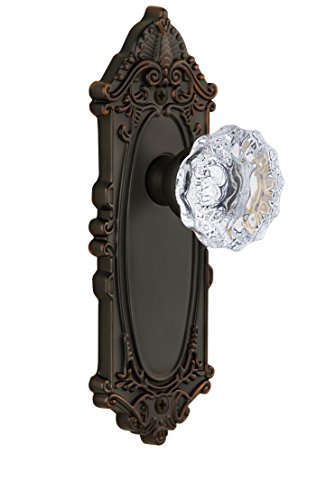【中古】【未使用・未開封品】Grandeur Grande Victorianプレートwith Fontainebleauクリスタルノブ、プライバシー???2.375インチ、Timelessブロンズ