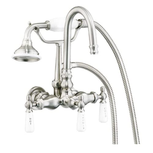 【中古】【未使用・未開封品】Barclay 4022-PL-SN Gooseneck Tub Wall Mounted Faucet with Hand Shower by Barclay