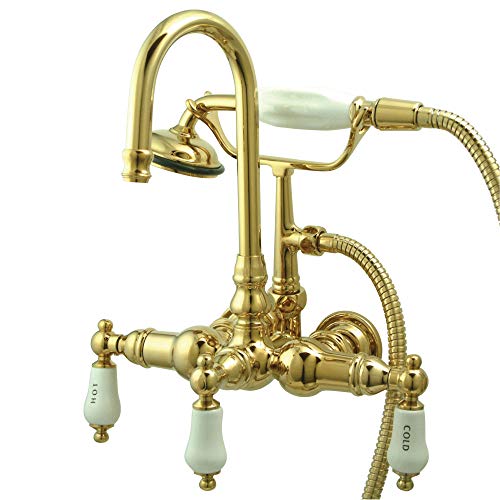 【中古】【未使用・未開封品】Kingston Brass CC9T2 ヴィンテージレッグタブフィラー ハンドシャワー付き 光沢真鍮