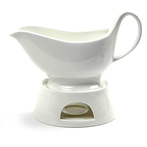 【中古】【未当て嵌める・未開封品】(1, White) - Norpro Porcelain Gravy Sauce Boat with Stand and Candle
