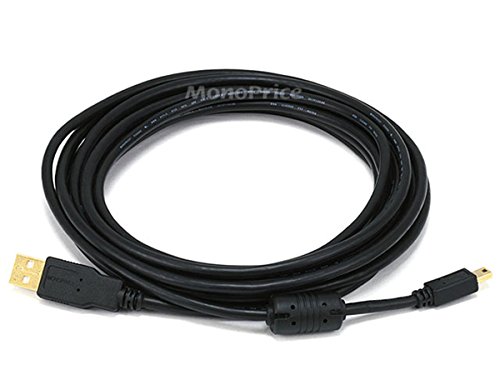 【中古】【未使用・未開封品】Monoprice 15ft USB 2.0 A オスからMini-5pinオス28/24AWGケーブル、フェライトコア付き（金メッキ）