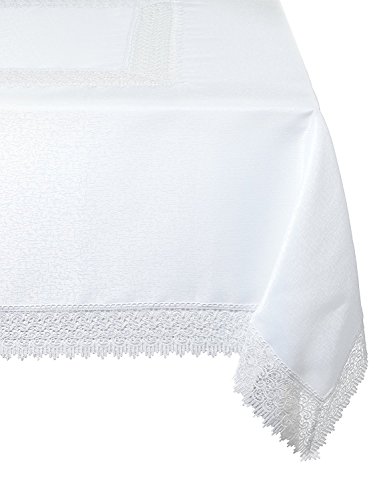 【中古】【未使用・未開封品】Violet Linen Treasure Lace Tablecloth in White Size: 132.1cm W x 177.8cm D