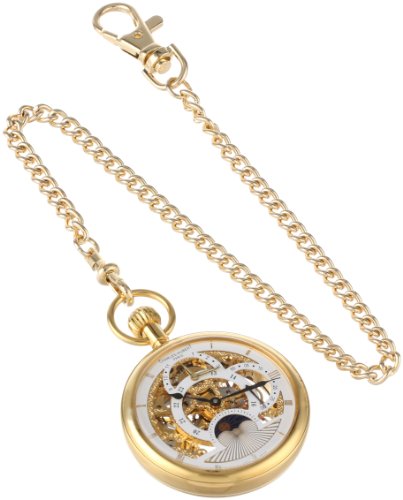 【中古】【未使用・未開封品】Charles-Hubert- Paris Stainless Steel Gold-Plated Mechanical Open Face Dual Time Zone Pocket Watch #3816｜AJIMURA-SHOP