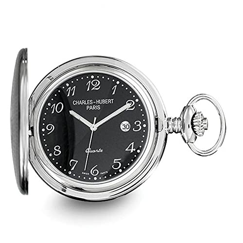 【中古】【未当て嵌める・未開封品】Charles-Hubert- Paris Stainless Steel Quartz Hunter Case Pocket Watch #3599-B