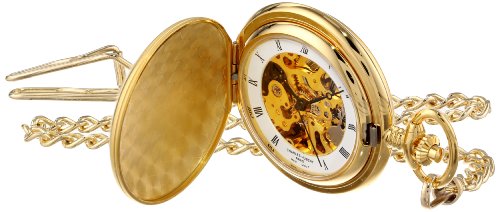 【中古】【未使用・未開封品】Charles-Hubert- Paris Brass Gold-Plated Satin-Finish Mechanical Hunter Case Pocket Watch #3595｜AJIMURA-SHOP