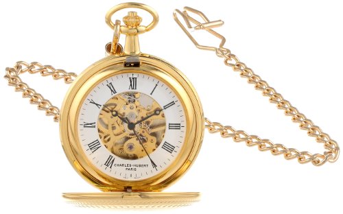 【中古】【未使用・未開封品】Charles-Hubert- Paris Brass Gold-Plated Mechanical Double Cover Pocket Watch #3556|AJIMURA-SHOP