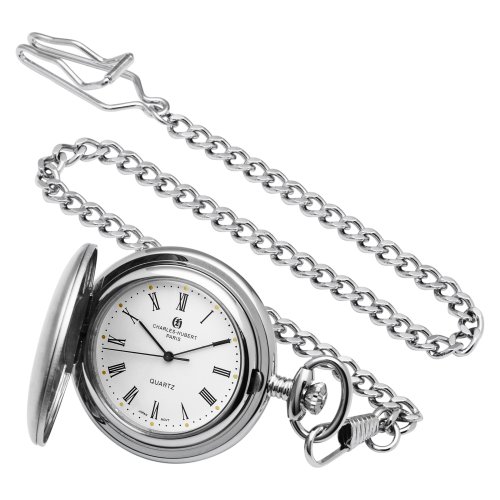 【中古】【未使用・未開封品】Charles-Hubert- Paris Brass Satin-Finish Quartz Hunter Case Pocket Watch #3611