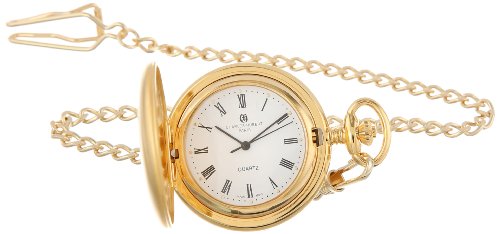 【中古】【未使用・未開封品】Charles-Hubert- Paris Brass Gold-Plated Satin-Finish Quartz Hunter Case Pocket Watch #3410