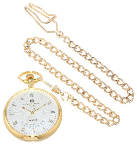 【中古】【未当て嵌める・未開封品】Charles-Hubert- Paris Brass Gold-Plated Quartz Open Face Pocket Watch #3671
