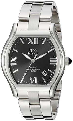 【中古】【未使用・未開封品】gino franco Men's 937CH Cushion Shaped Stainless Steel Bracelet Watch