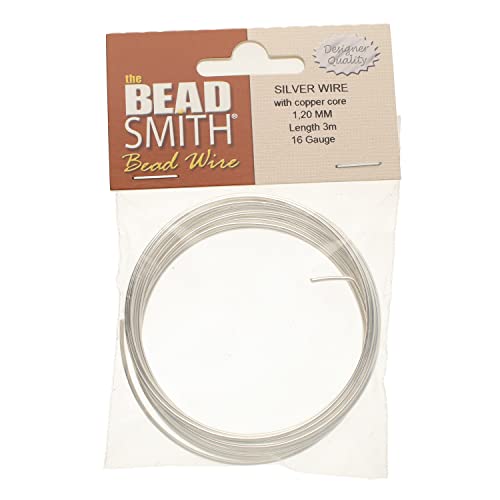 【中古】【未使用・未開封品】Beadsmith BWG12S 16ゲージ シルバーメッキ ドイツビーズクラフトワイヤー 3m/9.8フィート