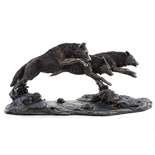 【中古】【未使用・未開封品】Bergsma Wolves Running Statue Wolf Sculpture SHIPS IMMEDIATLY