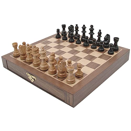 【中古】【未使用・未開封品】Inlaid Walnut style Wood Cabinet with Staunton Wood Chessmen