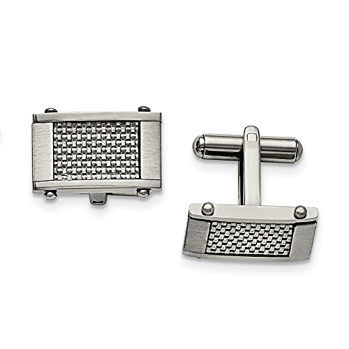 【中古】【未当て嵌める・未開封品】Black Bow Jewelry メンズ ステンレス鋼スチール写真\u0026グレーカーボンファイバー カフリンクス 11 x 20粍