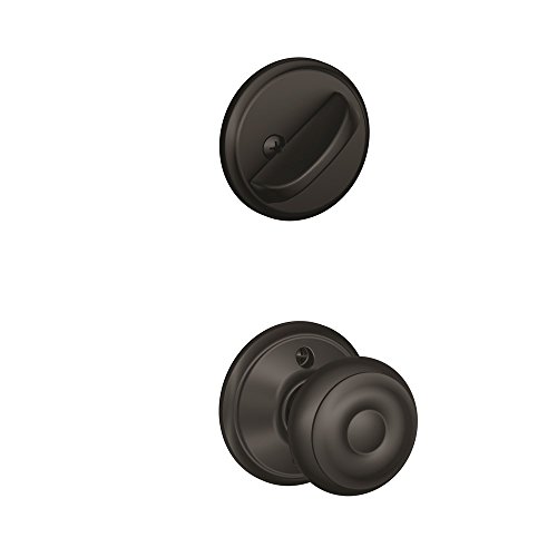 【中古】【未使用・未開封品】Schlage F59 GEO 622 ジョージア風インテリアノブ デッドボルト付き マットブラック (インテリアハーフのみ)