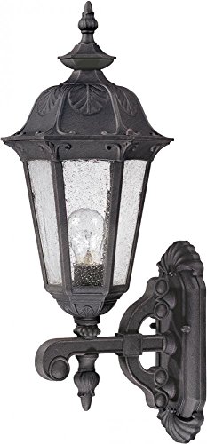 【中古】【未使用・未開封品】Nuvo 60/2033 Arm Up, Wall Lantern with Seeded Mist Glass, Satin Iron Ore, Mid-Size by Nuvo