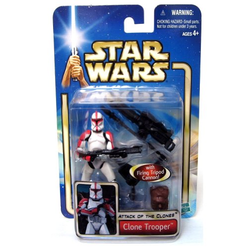 【中古】【未使用・未開封品】Star Wars Year 2002 Collection 1 "Attack of the Clones" 4 Inch Tall Action Figure #17 - Red Striped Clone Trooper with｜AJIMURA-SHOP