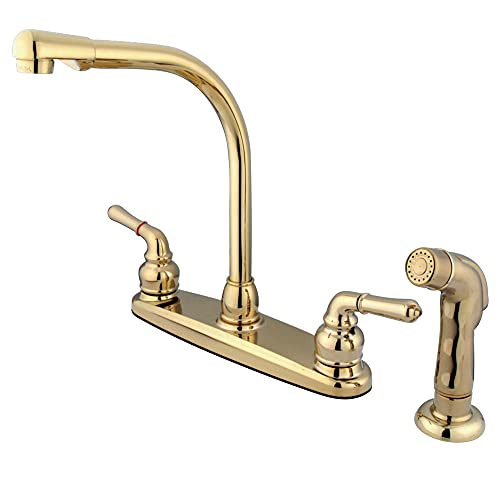 【中古】【未使用・未開封品】Kingston Brass KB752SP Magellan 8-Inch High Arch Kitchen Faucet with Sprayer, Polished Brass 141［並行輸入］