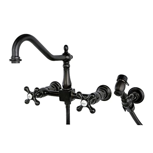 【中古】【未使用・未開封品】Kingston Brass KS1245AXBS Wall Mount Kitchen Faucet with Brass Sprayer, Oil Rubbed Bronze by Kingston Brass|AJIMURA-SHOP