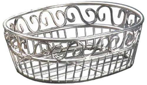 【中古】【未使用・未開封品】American Metalcraft SSOC97 Oval Stainless Steel Scroll Bread Basket, 17cm by 23cm