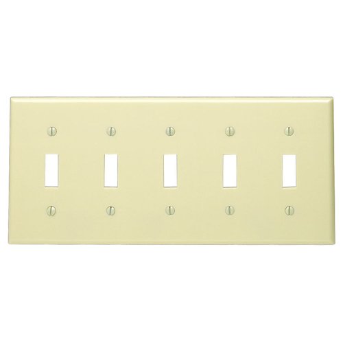 【中古】【未使用・未開封品】Leviton 86023 5ギャングトグルデバイススイッチウォールプレート 標準サイズ サーモセット デバイスマウントップ アイボリー|AJIMURA-SHOP