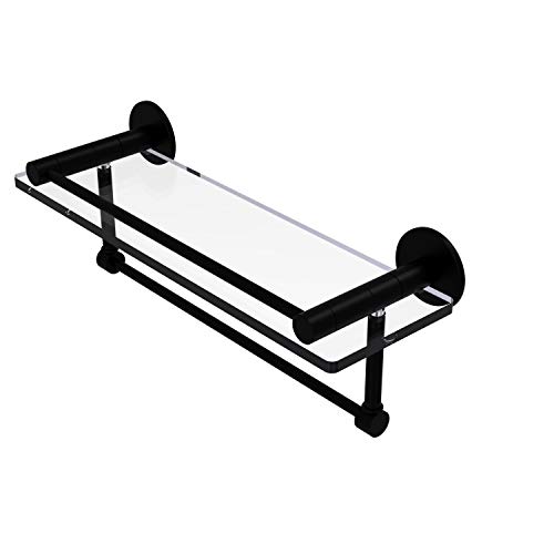 【中古】【未当て嵌める・未開封品】Fresno Collection 16 Inch Glass Shelf with Vanity Rail and Integrated Towel Bar - FR-1/16GTB-BKM