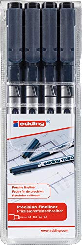 【中古】【未使用・未開封品】Edding 1880?Drawliner???パックof 4ペン先???ブラック