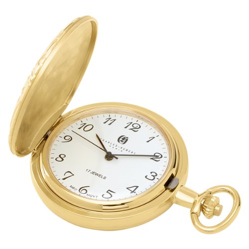 【中古】【未使用・未開封品】Charles-Hubert- Paris 3842 Gold-Plated Mechanical Pocket Watch with Arabic Numerals and Plated Combination|AJIMURA-SHOP
