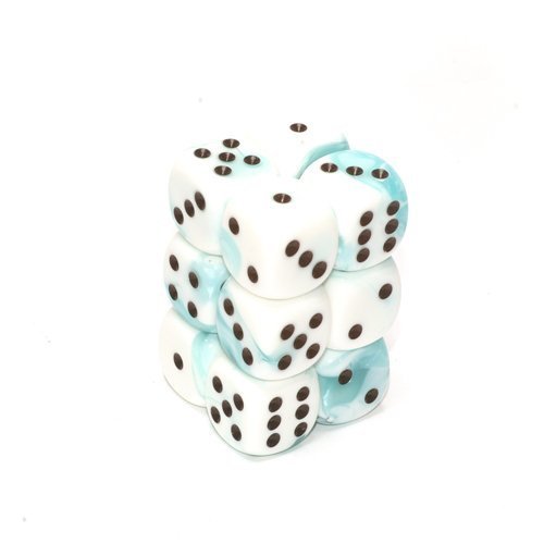 【中古】【未使用・未開封品】Chessex Dice d6 Sets: Gemini Teal & White with Black - 16mm Six Sided Die (12) Block of Dice｜AJIMURA-SHOP