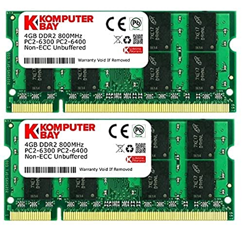 【中古】【未当て嵌める・未開封品】Komputerbay 2枚組 DDR2 800MHz パソコン2-6400 4GBX2  DUAL 200pin SO-DIMM 万覚え帳 マイコン用 増設記憶装置 8GB デュアル