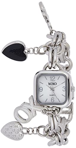 【中古】【未使用・未開封品】XOXOウィメンズXO7026シルバーダイヤルシルバートーンチャームブレスレットウォッチ