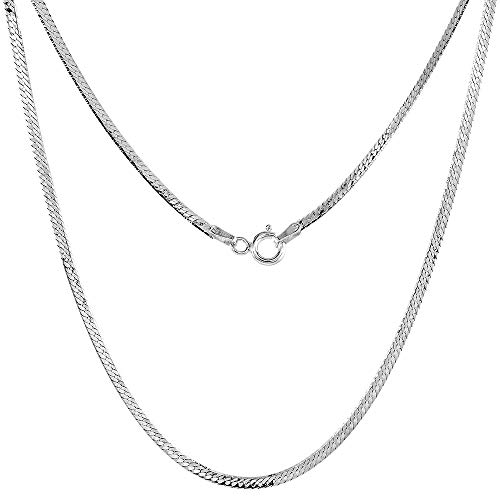 【中古】【未使用・未開封品】スターリングシルバー ヘリンボーンチェーンネックレス & ブレスレット 2mm - 14mm ベベルエッジ ニッケルフリー イタリア 16~30インチ|AJIMURA-SHOP