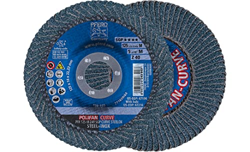 【中古】【未使用・未開封品】PFERD Polifan PSF Abrasive Flap Disc, Radial Shape, Round Hole, Phenolic Resin Backing, Zirconia Alumina, 5 Dia., 40 Grit (Pack of 1) b|AJIMURA-SHOP