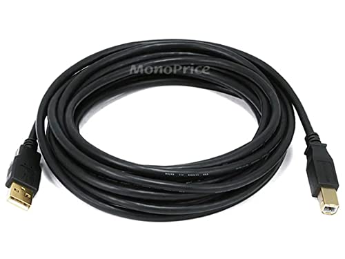 【中古】【未使用・未開封品】Monoprice Monoprice USB Type-A to USB Type-B 2.0 Cable - 28/24AWG, Gold Plated, Black, 15ft