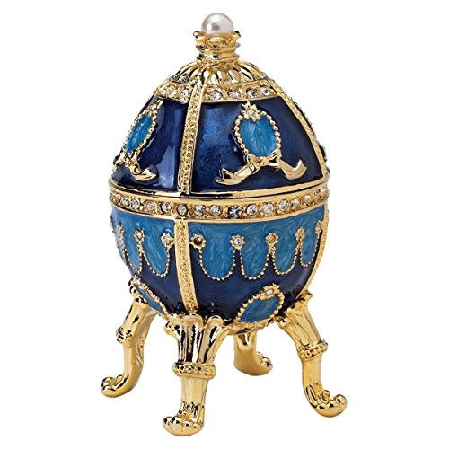【中古】【未使用・未開封品】(Single, Blue) - Design Toscano The Pushkin Natalia Faberge Style Enamelled Egg Statue - Blue