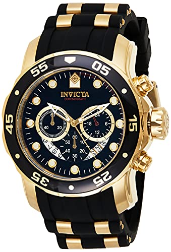 【中古】【未使用・未開封品】[インビクタ] 腕時計 Pro Diver 石英 48mm ケース ゴールド ブラック ステンレススチール ポリウレタンストラップ ブラックダイヤル 6981 メンズ
