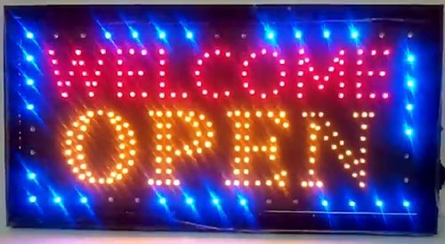 【中古】【未使用・未開封品】e onsale LED ネオンライト ウェルカムオープンサイン アニメーションオン/オフと電源オン/オフ 2つのスイッチ ビジネス J08