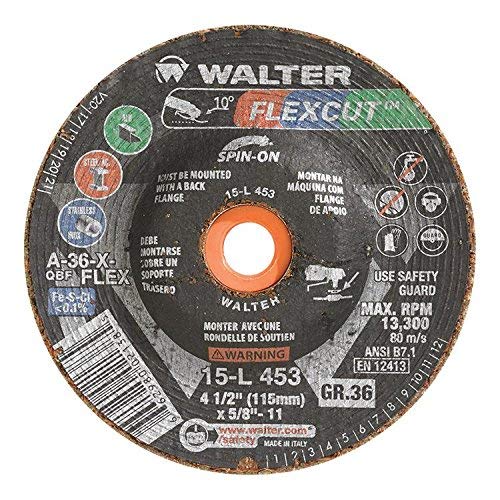 【中古】【未使用・未開封品】Walter Flexcut Premium Performance Flexible Grinding Wheel, Type 29, Threaded Hole, Aluminum Oxide, 4-1/2 Diameter, 3/16 Thick, 5/8-11