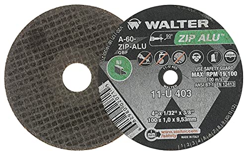 【中古】【未当て嵌める・未開封品】Walter ZIP Alu Fast and Free Cutoff Wheel, Type 1, Round Hole, Aluminum Oxide, 4 Diameter, 1/32 Thick, 3/8 Arbor, Grit A-60-ZIP-ALU (Pa