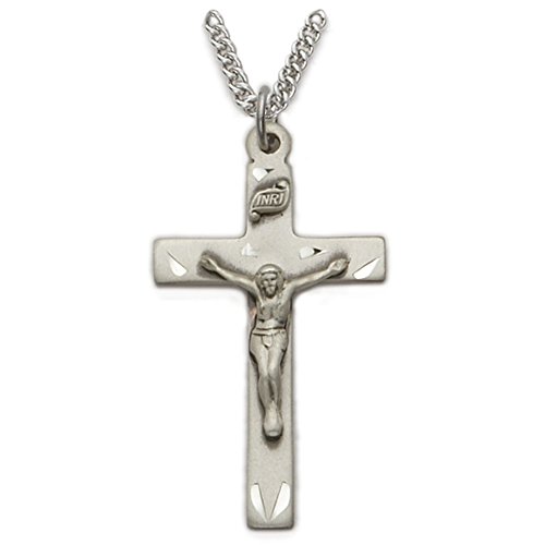 【中古】【未当て嵌める・未開封品】TrueFaithJewelry Sterling Silver Cross Crucifix インチ Polished Finish and Engraved Design, 3.8糎