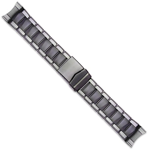 【中古】【未使用・未開封品】オイスタースタイルリンク メタル腕時計バンド - PVDブラック - 24mm