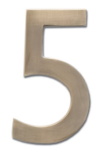 【中古】【未当て嵌める・未開封品】Architectural Mailboxes 3582AB Number 5 Solid Cast Brass 4 inch Floating House Number Antique Brass \"5\"""