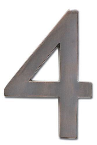 【中古】【未使用・未開封品】Architectural Mailboxes 3582DC Number 4 Solid Cast Brass 4 inch Floating House Number Dark Aged Copper \