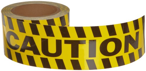 【中古】【未使用・未開封品】Brady 60' Length, 3 Width, B-950 Vinyl, Black And Yellow Color Striped Aisle Marking Tape, Legend Caution (With Black And Yellow Diagon 28,920円