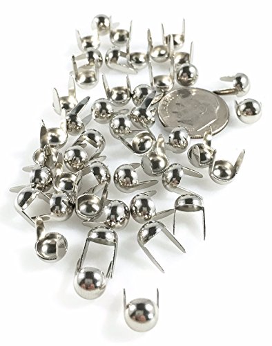 【中古】【未使用・未開封品】Nailheads Spots Studs 2 Prong Steel Round 6.5mm; Bright Nickel Finish 100 Pcs by Dangerous Threads