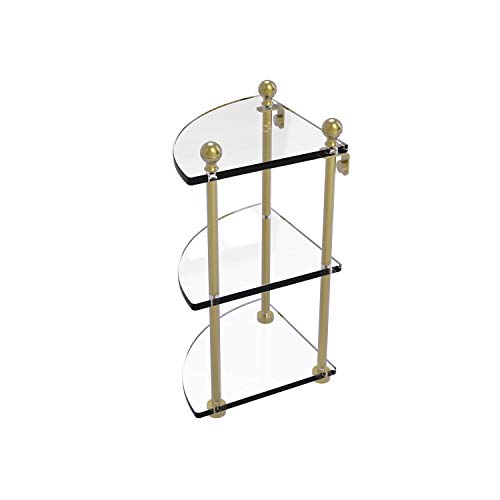 【中古】【未使用・未開封品】(Satin Brass) - Allied Brass MA-6-SBR Triple Corner Glass Shelf Satin Brass｜AJIMURA-SHOP