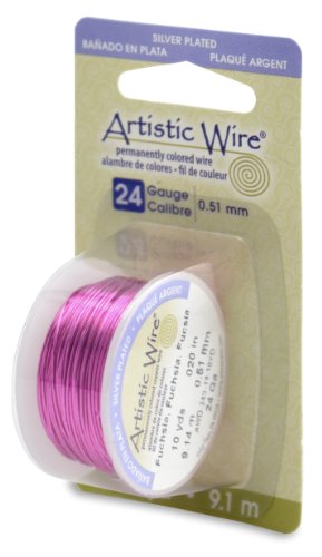 【中古】【未使用・未開封品】Artistic Wire 24-Gauge Silver Plated Fuchsia Wire, 10-Yards by Beadalon