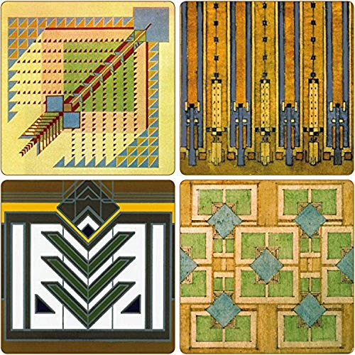 【中古】【未使用・未開封品】CoasterStone AS310 Absorbent Coasters, 4-1/4-Inch, Frank Lloyd Wright Rug Designs, Set of 4 by CoasterStone|AJIMURA-SHOP