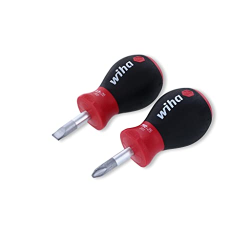 【中古】【未使用・未開封品】Wiha 31191 Stubby Slotted Screwdriver Set with 1/4 by 1-Inch and Stubby Phillips #2 by 1-Inch with SoftFinish Handle by Wiha|AJIMURA-SHOP