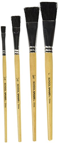 【中古】【未当て嵌める・未開封品】School Smart Interlocked Black Bristle Short Handle Paint Brush Set, Clear, Set - 24